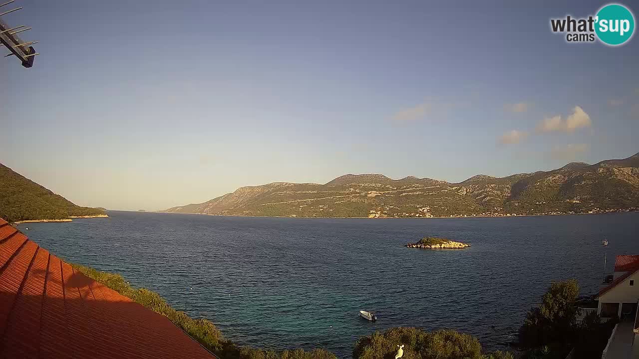 Korčula live webcam – Tri Žala panorama verso Pelješac