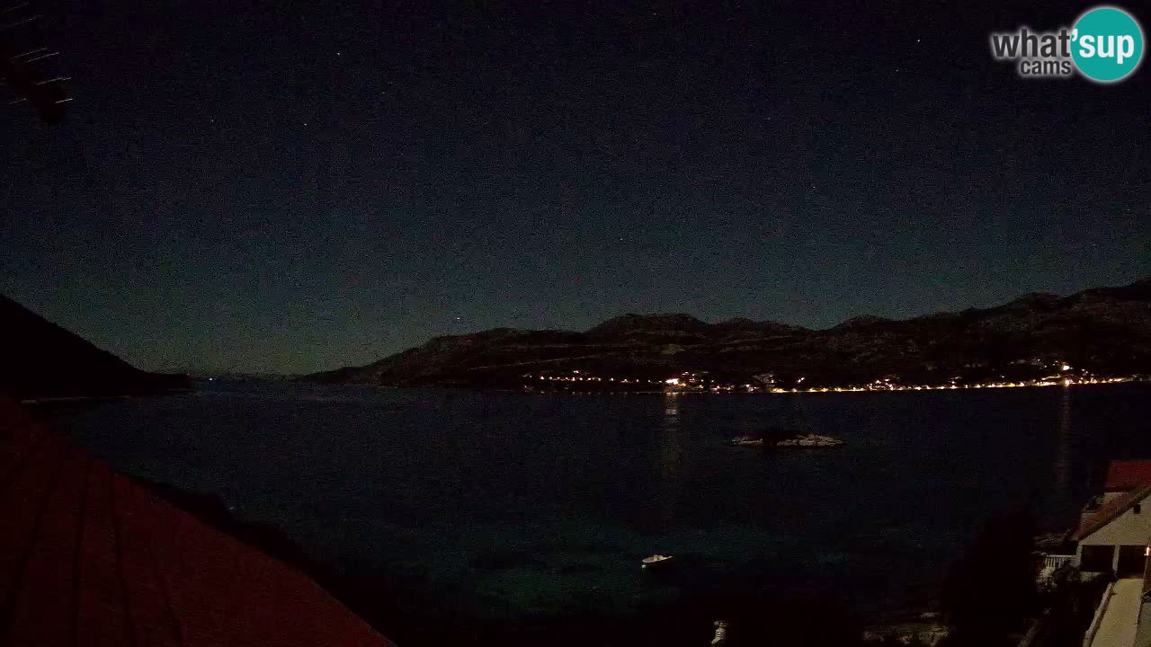 Korčula live webcam – Tri Žala panorama verso Pelješac