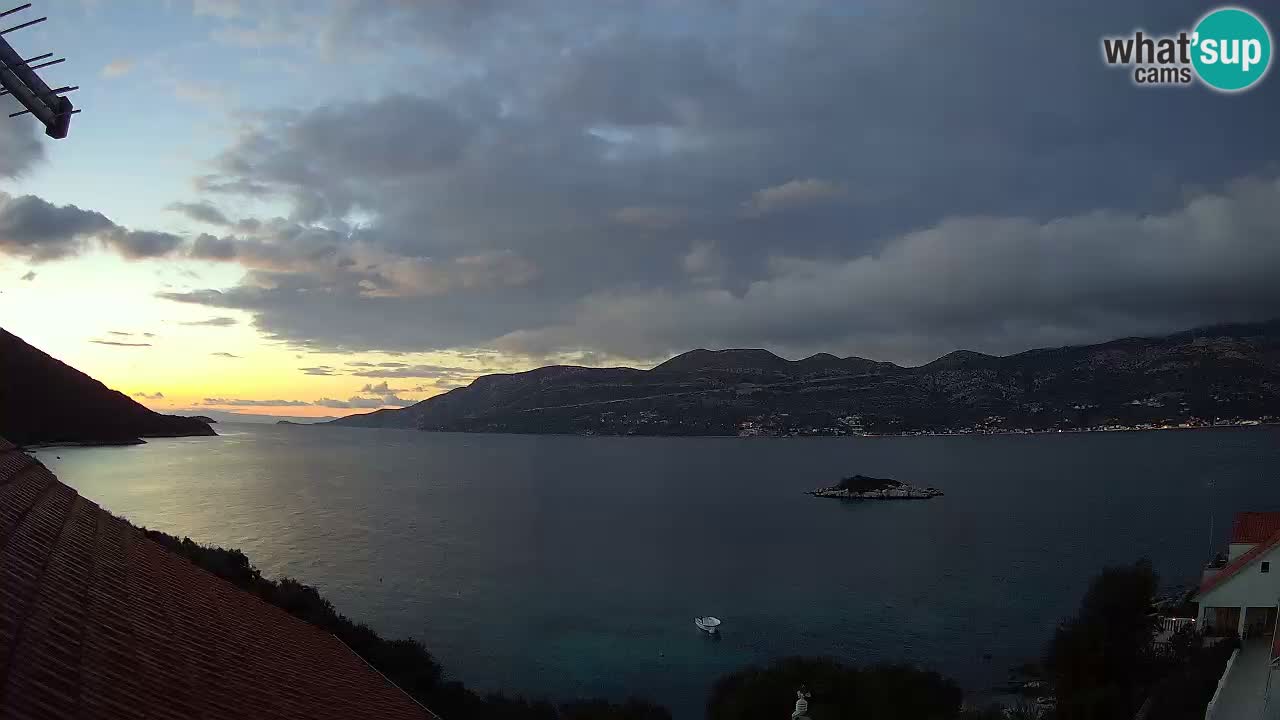 Korčula live webcam – Tri Žala panorama verso Pelješac