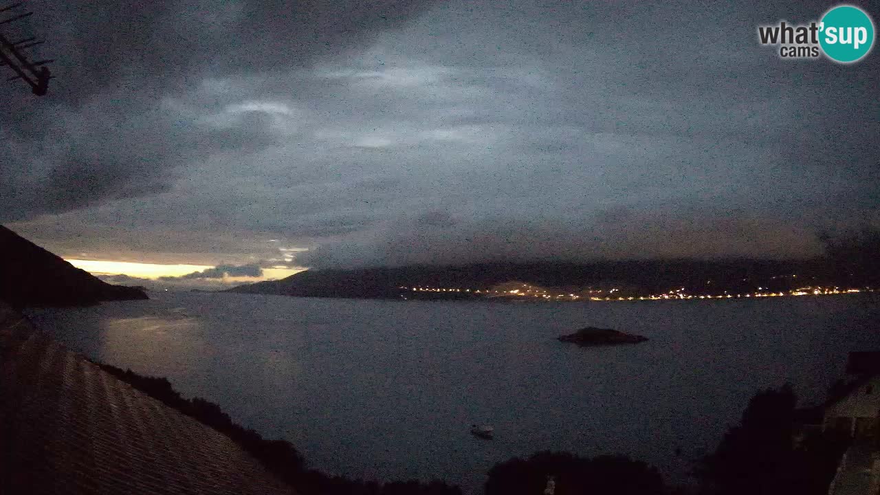 Korčula live webcam – Tri Žala panorama verso Pelješac
