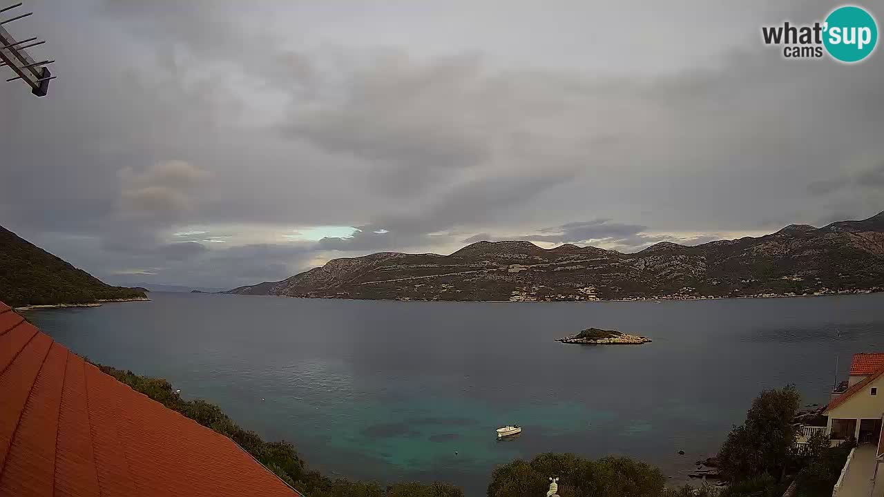 Korčula live webcam – Tri Žala panorama verso Pelješac