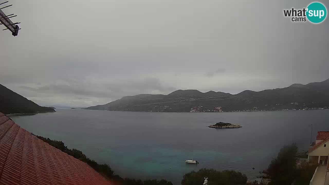 Korčula live webcam – Tri Žala panorama verso Pelješac