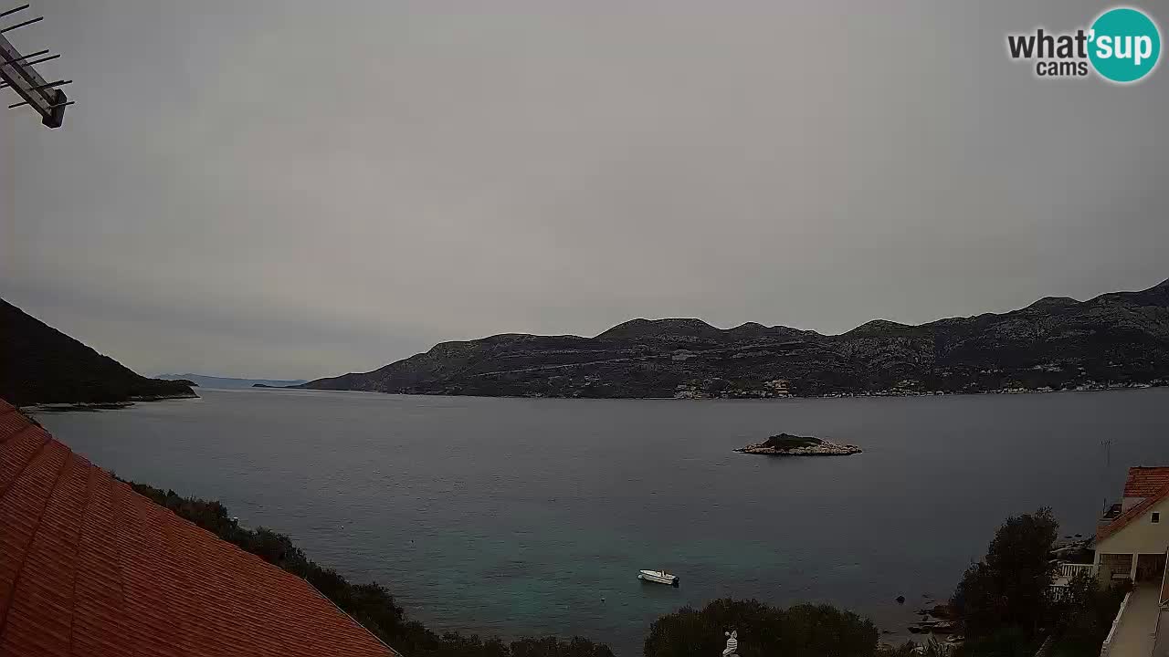 Korčula live webcam – Tri Žala panorama verso Pelješac