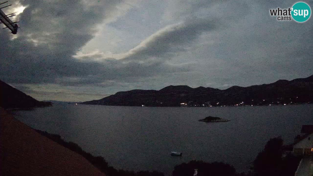 Korčula live webcam – Tri Žala panorama verso Pelješac
