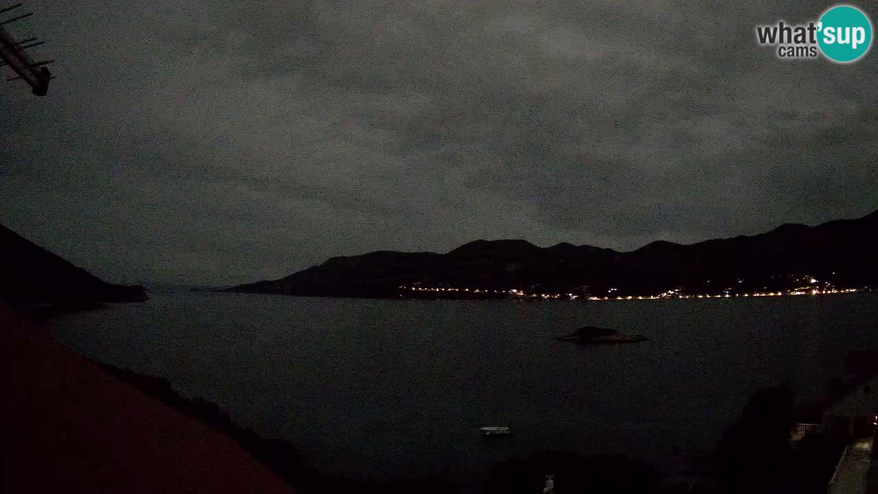 Korčula live webcam – Tri Žala panorama verso Pelješac