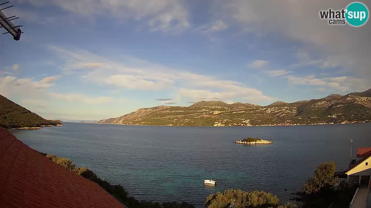 Korčula live webcam – Tri Žala panorama verso Pelješac
