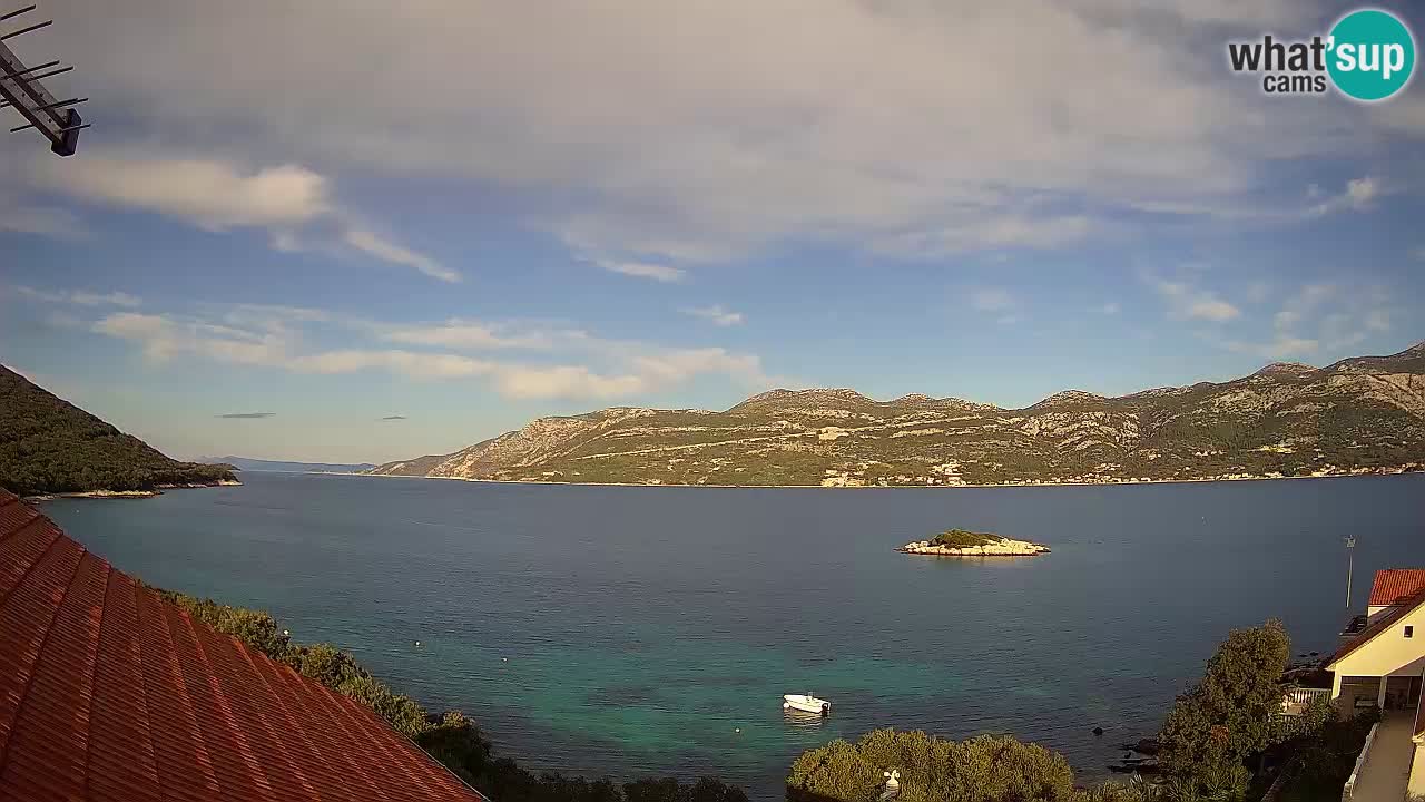 Korčula live webcam – Tri Žala panorama verso Pelješac