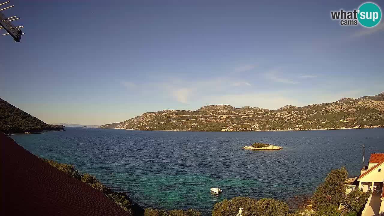 Korčula live webcam – Tri Žala panorama verso Pelješac