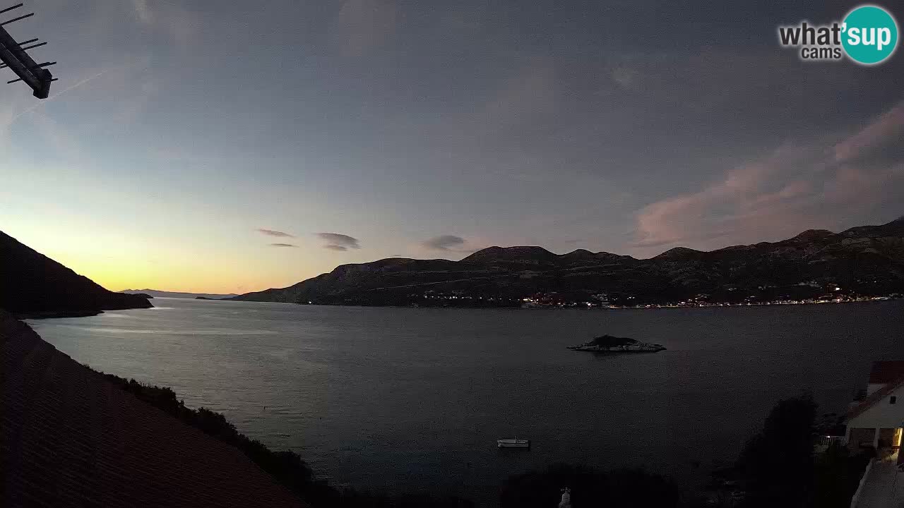Korčula live webcam – Tri Žala panorama verso Pelješac
