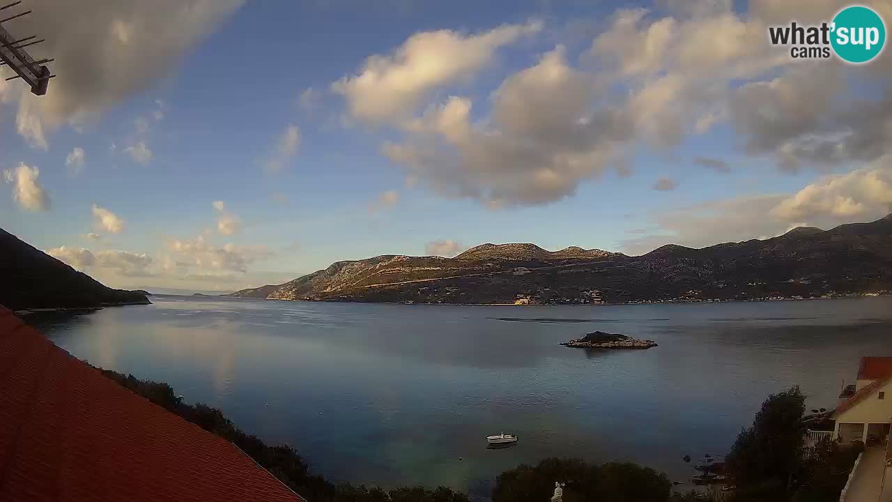 Korčula live webcam – Tri Žala panorama verso Pelješac