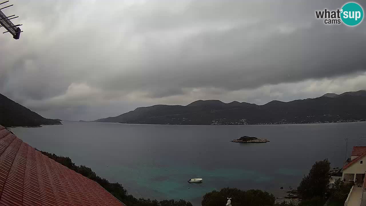 Korčula live webcam – Tri Žala panorama verso Pelješac