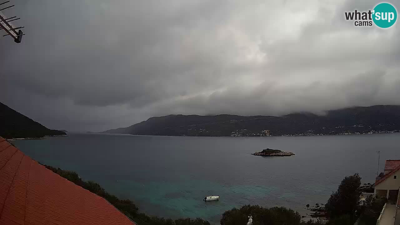 Korčula live webcam – Tri Žala panorama verso Pelješac