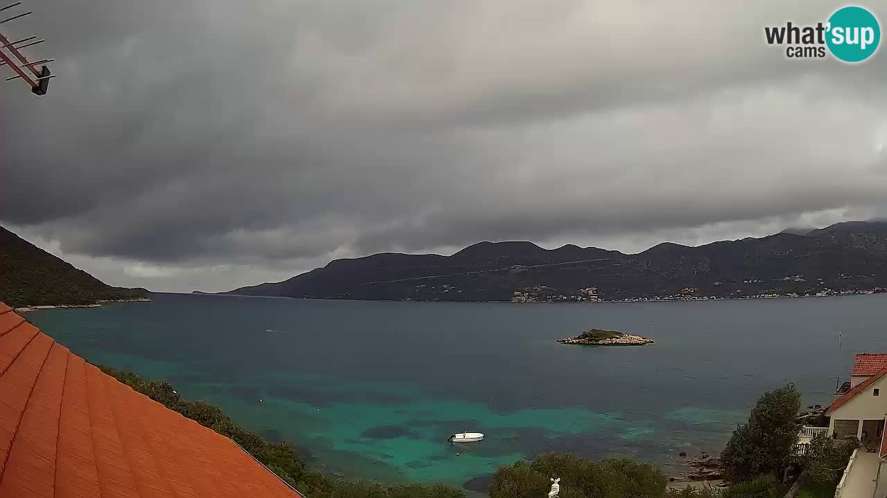 Korčula live webcam – Tri Žala panorama verso Pelješac