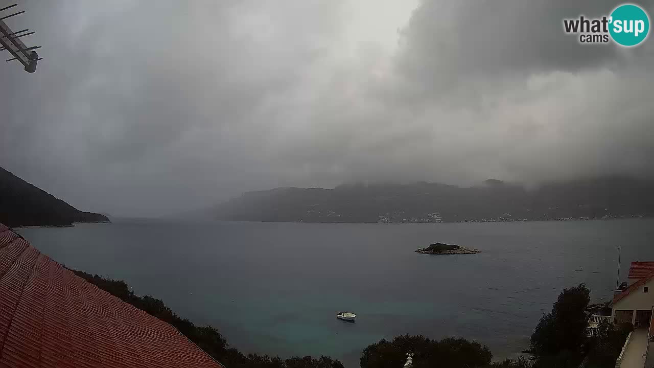 Korčula live webcam – Tri Žala panorama verso Pelješac