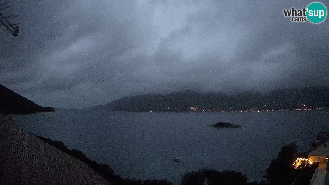 Korčula live webcam – Tri Žala panorama verso Pelješac