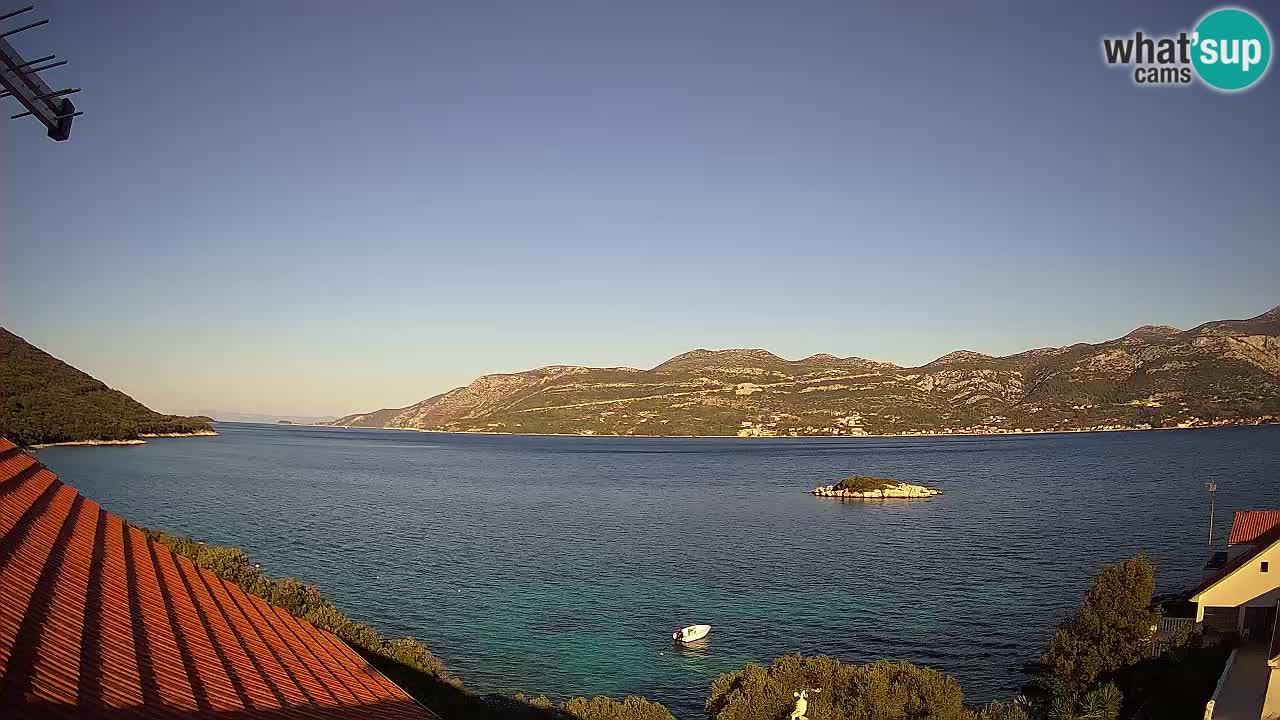Korčula live webcam – Tri Žala panorama verso Pelješac