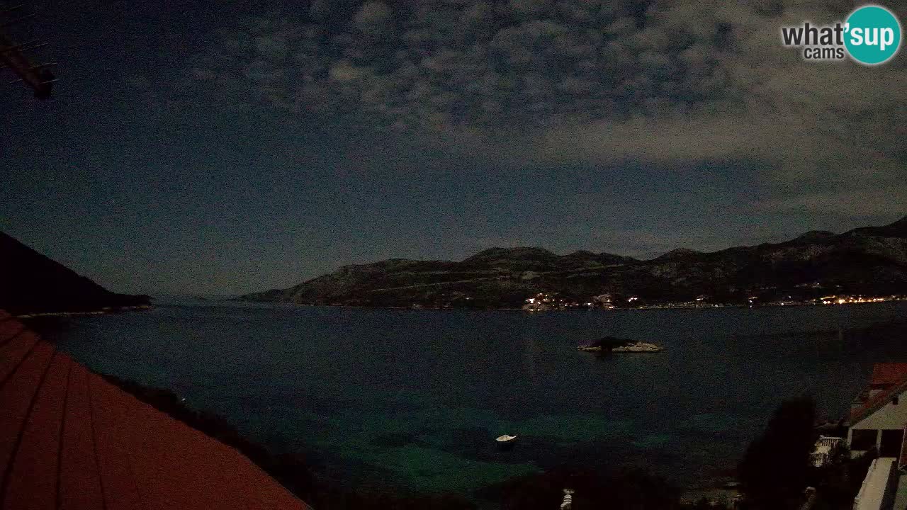 Korčula live webcam – Tri Žala panorama verso Pelješac