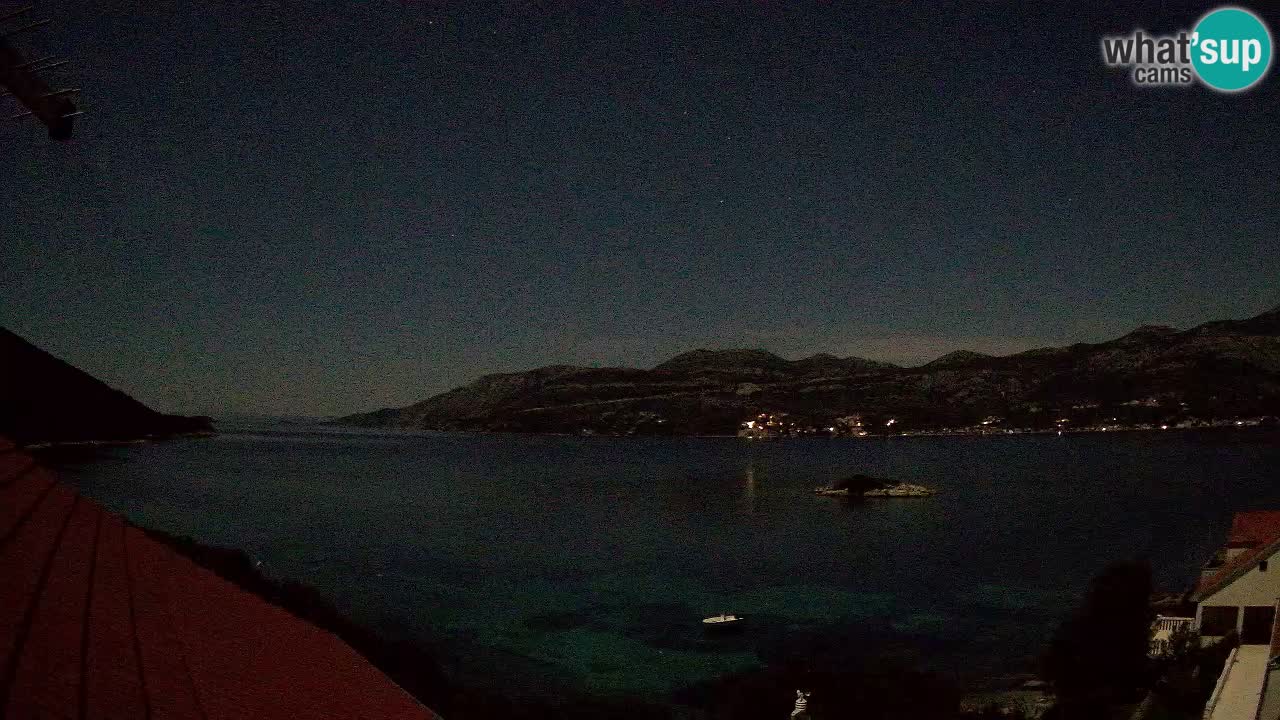 Korčula live webcam – Tri Žala panorama verso Pelješac