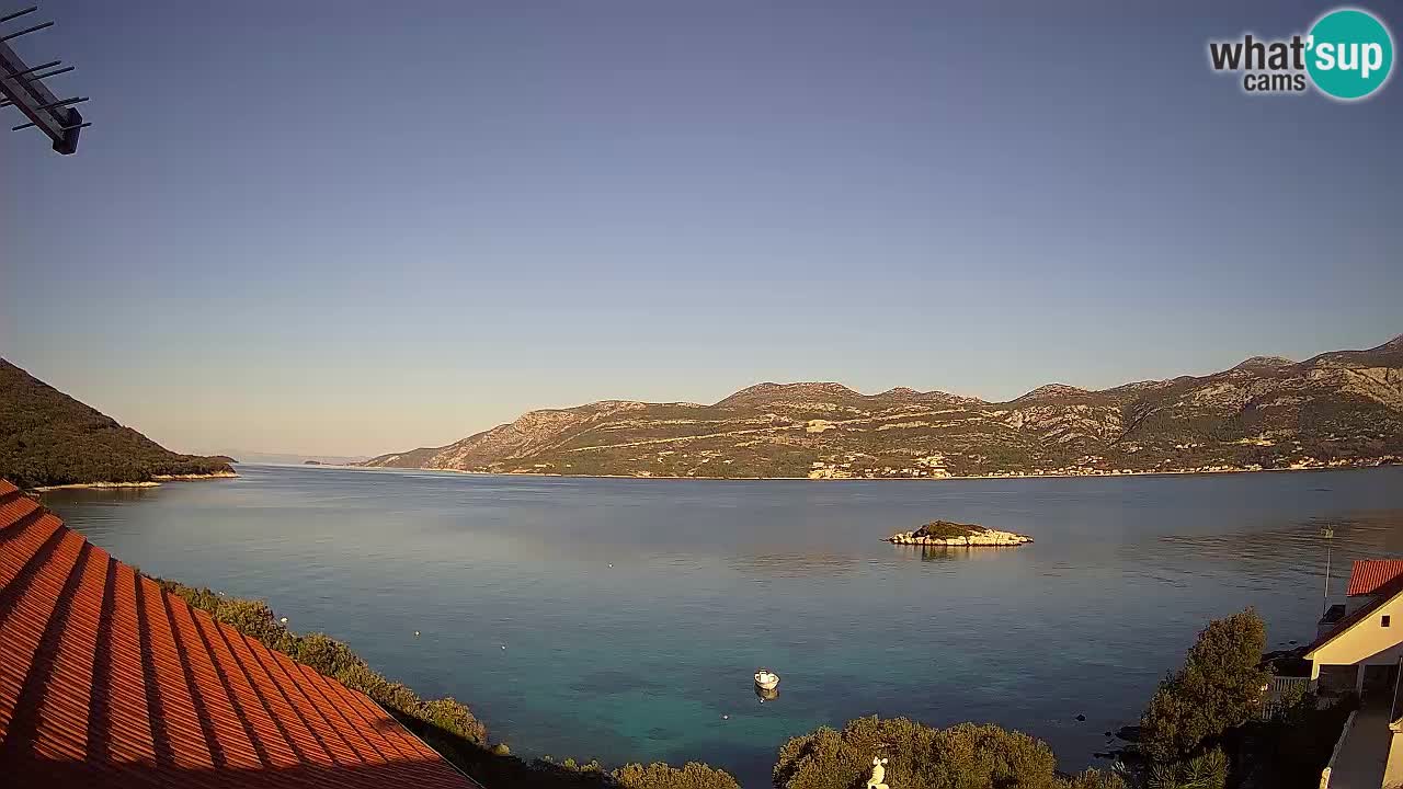 Korčula live webcam – Tri Žala panorama verso Pelješac