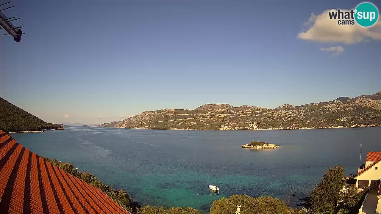 Korčula live webcam – Tri Žala panorama verso Pelješac