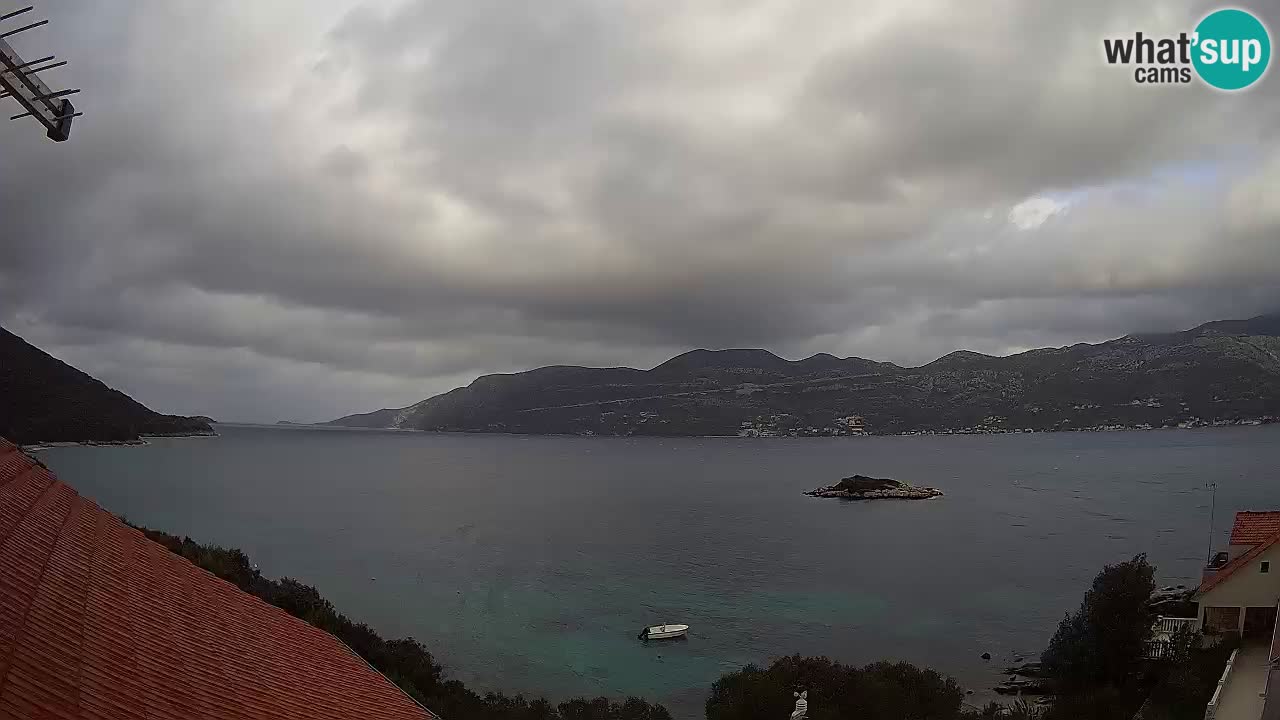 Korčula live webcam – Tri Žala panorama verso Pelješac