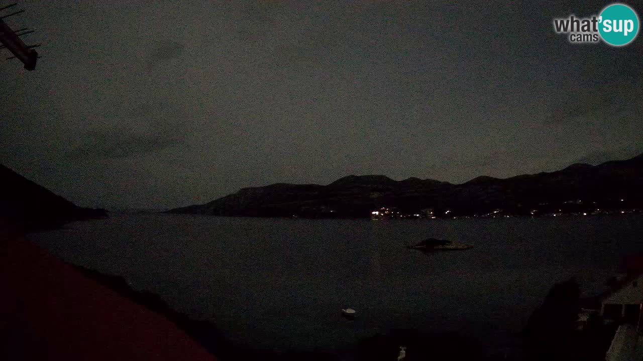 Korčula live webcam – Tri Žala panorama verso Pelješac
