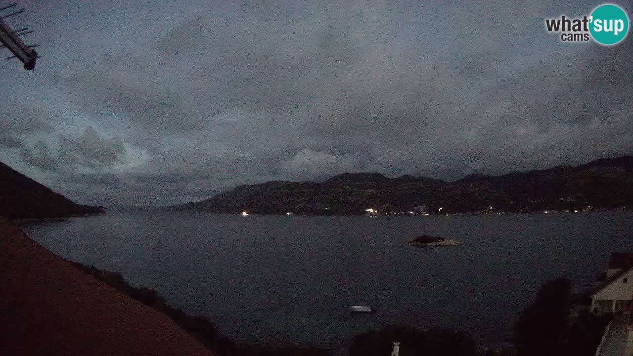 Korčula live webcam – Tri Žala panorama verso Pelješac