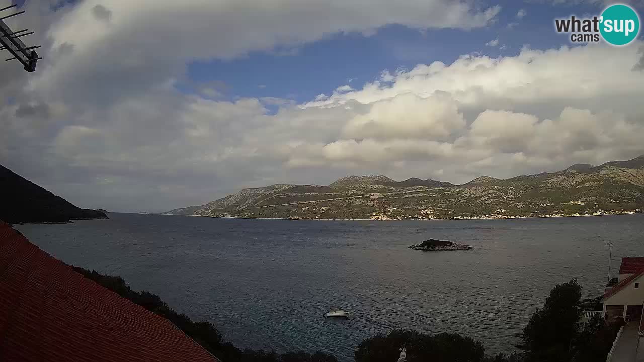Korčula live webcam – Tri Žala panorama verso Pelješac