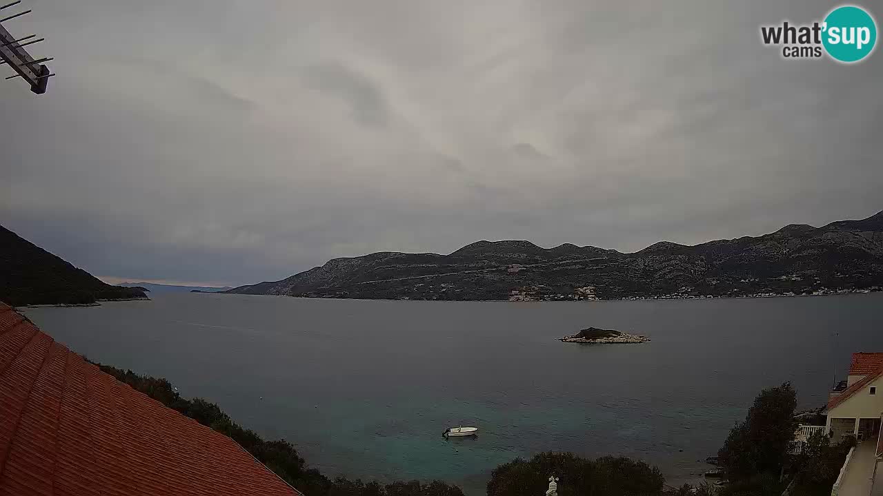 Korčula live webcam – Tri Žala panorama verso Pelješac