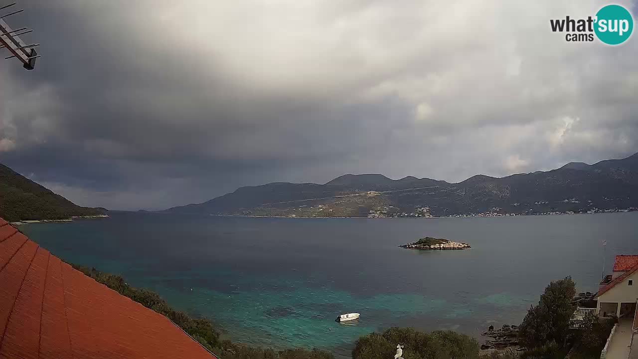 Korčula live webcam – Tri Žala panorama verso Pelješac