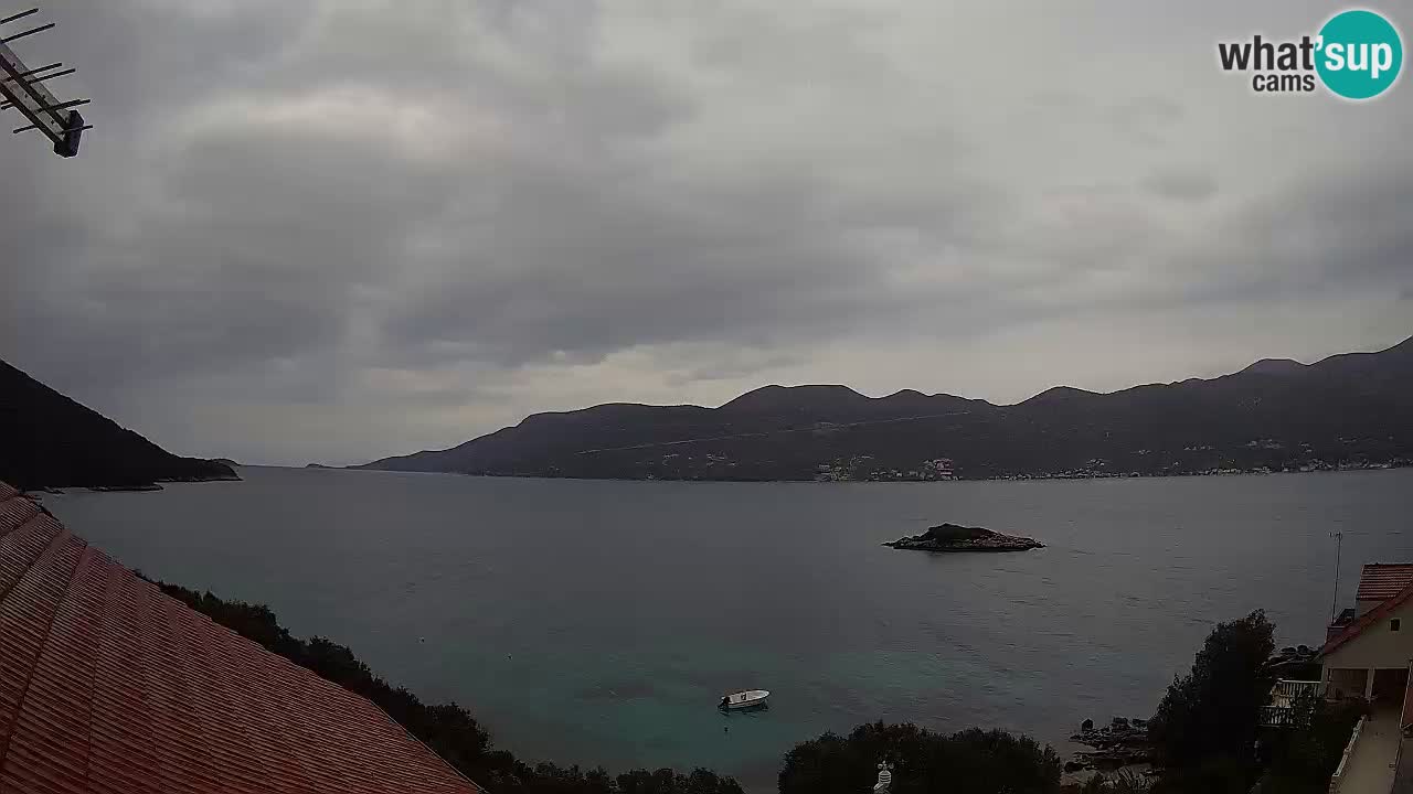 Korčula live webcam – Tri Žala panorama verso Pelješac