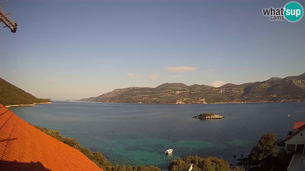 Korčula live webcam – Tri Žala panorama verso Pelješac