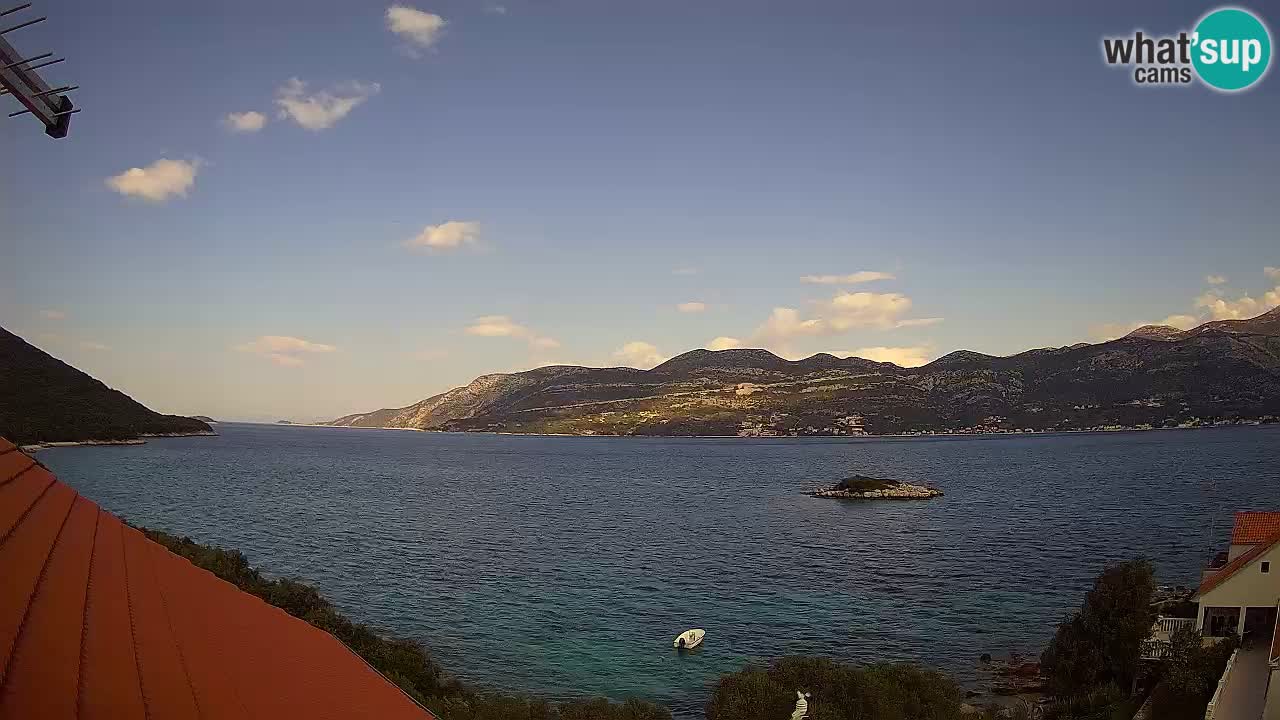 Korčula live webcam – Tri Žala panorama verso Pelješac