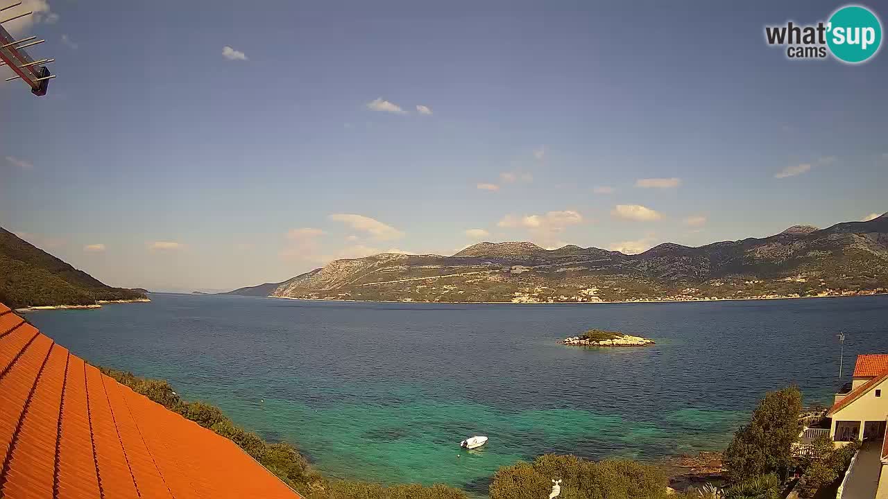 Korčula live webcam – Tri Žala panorama verso Pelješac