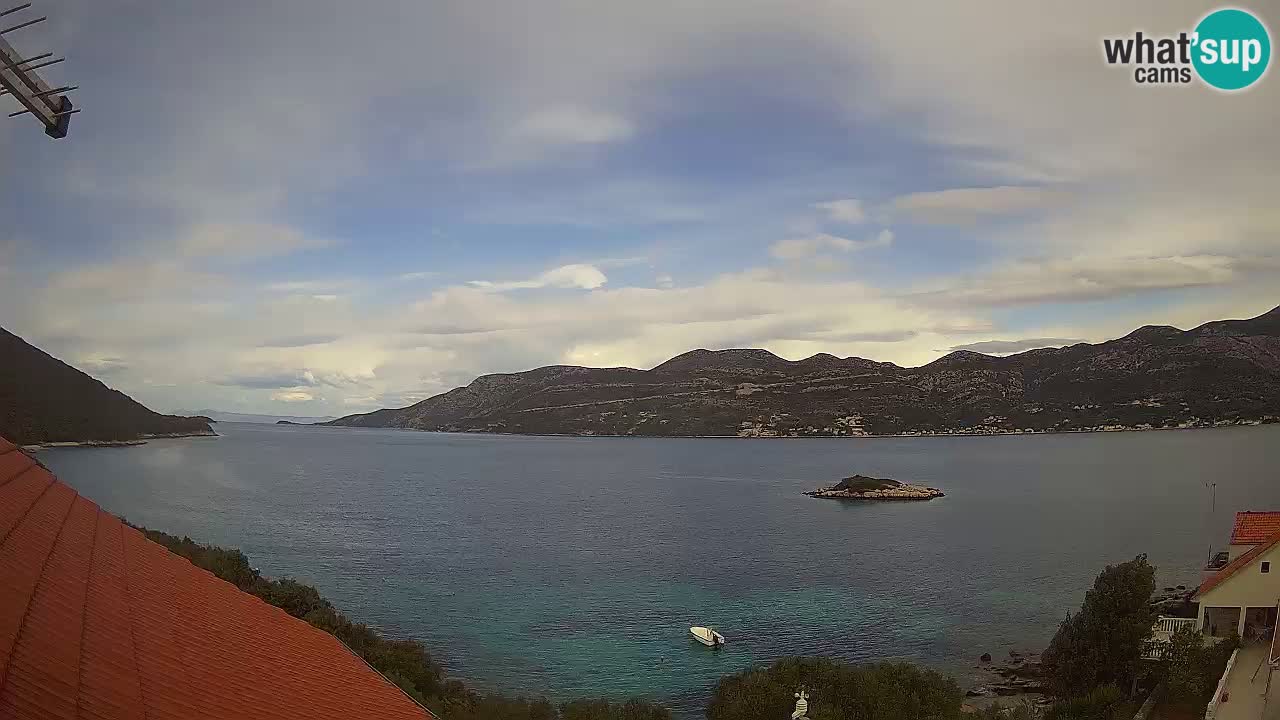 Korčula live webcam – Tri Žala panorama verso Pelješac