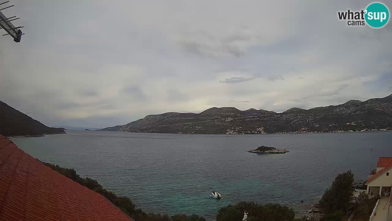 Korčula live webcam – Tri Žala panorama verso Pelješac