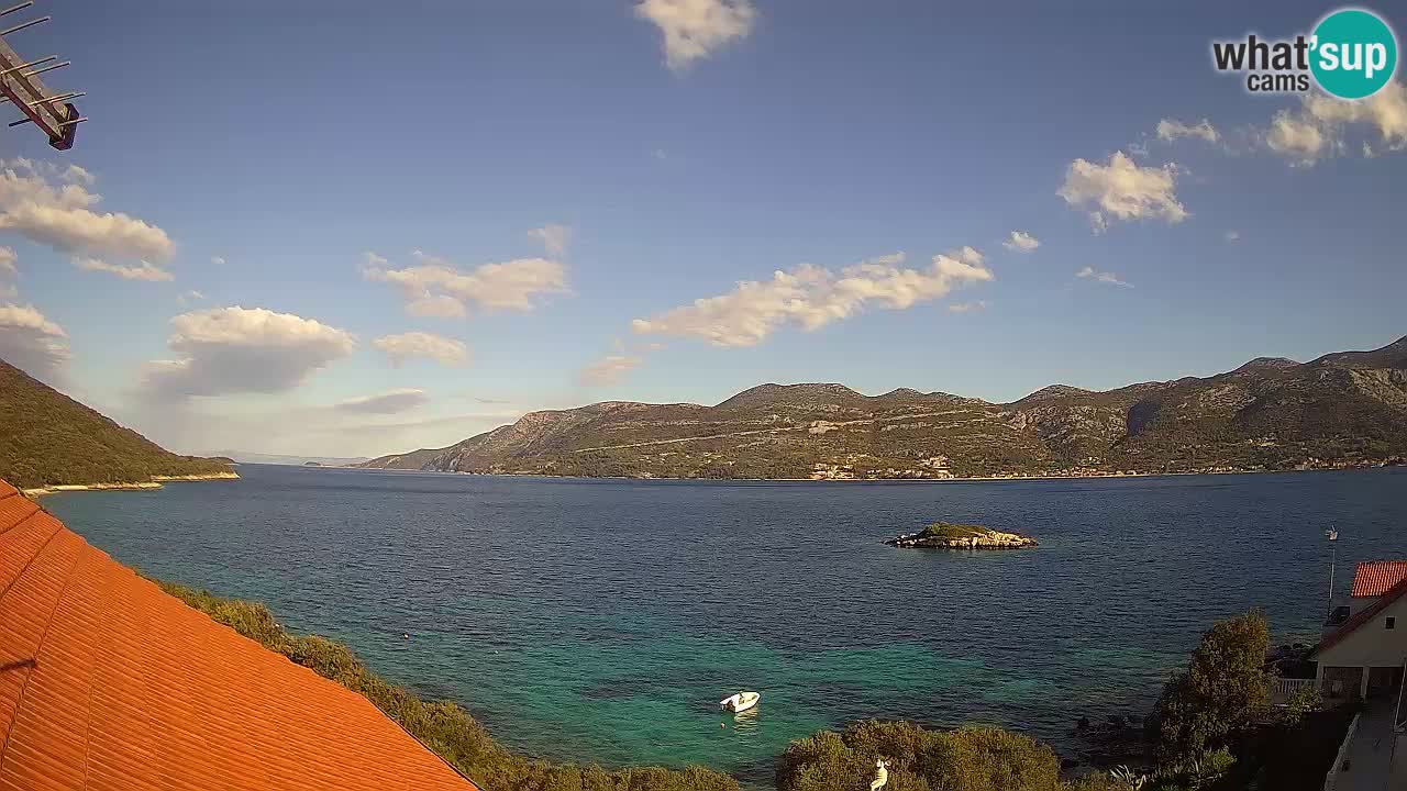 Korčula live webcam – Tri Žala panorama verso Pelješac