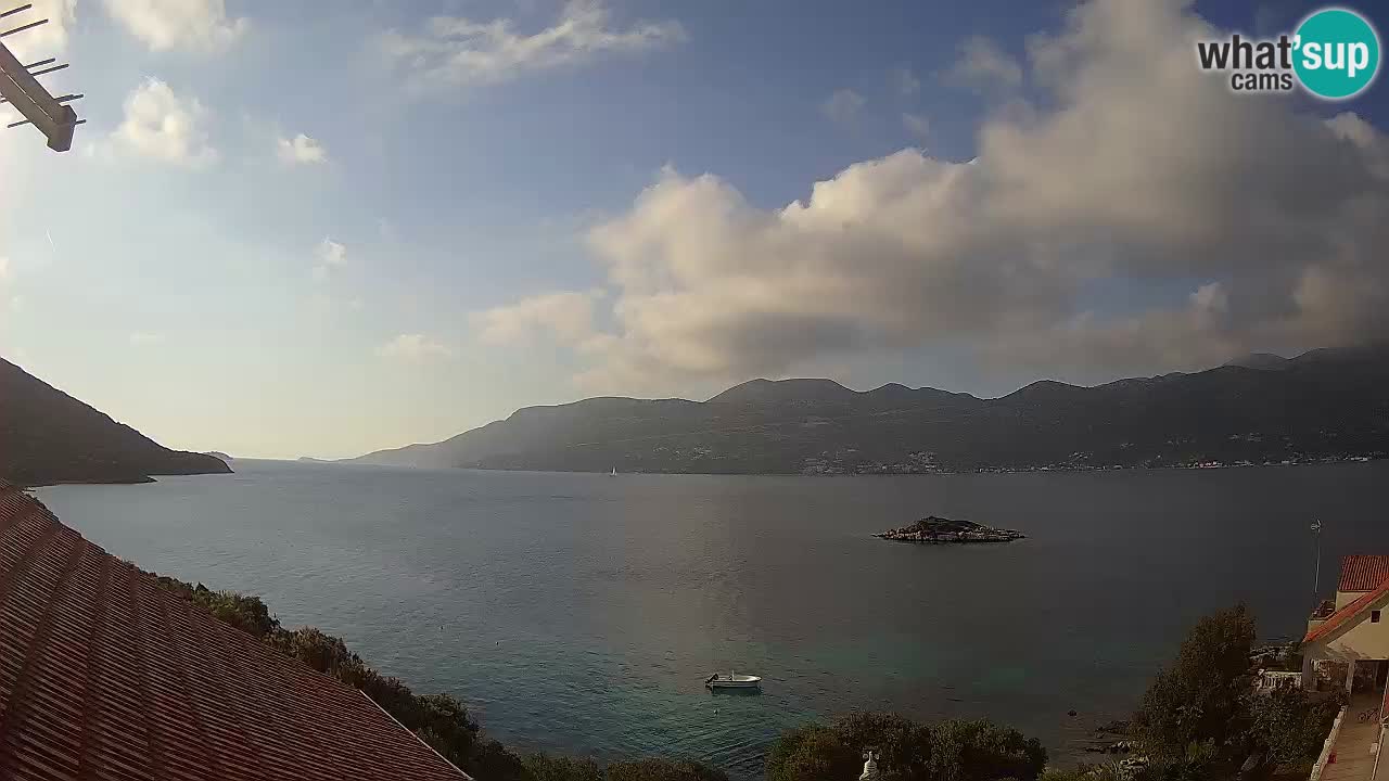 Korčula live webcam – Tri Žala panorama verso Pelješac