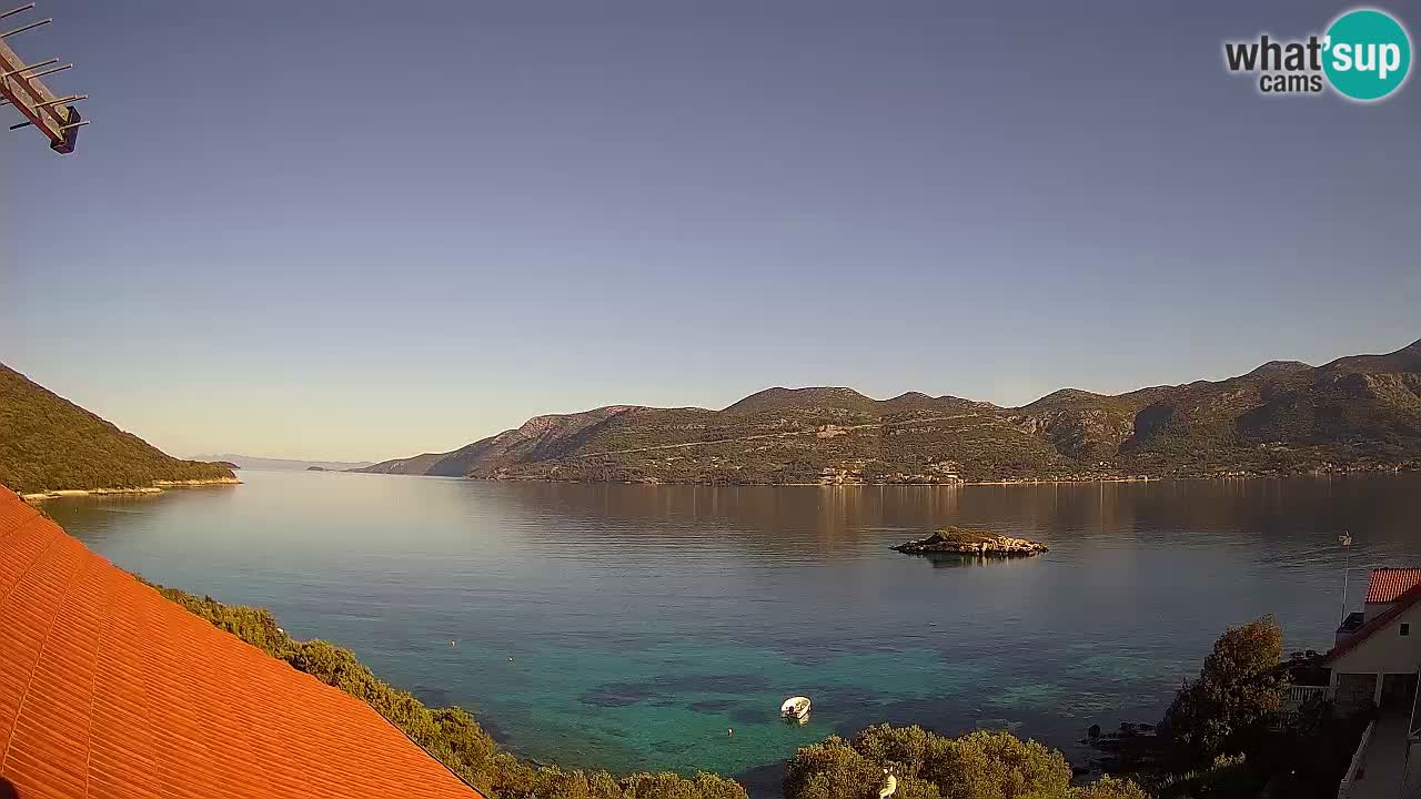 Korčula live webcam – Tri Žala panorama verso Pelješac