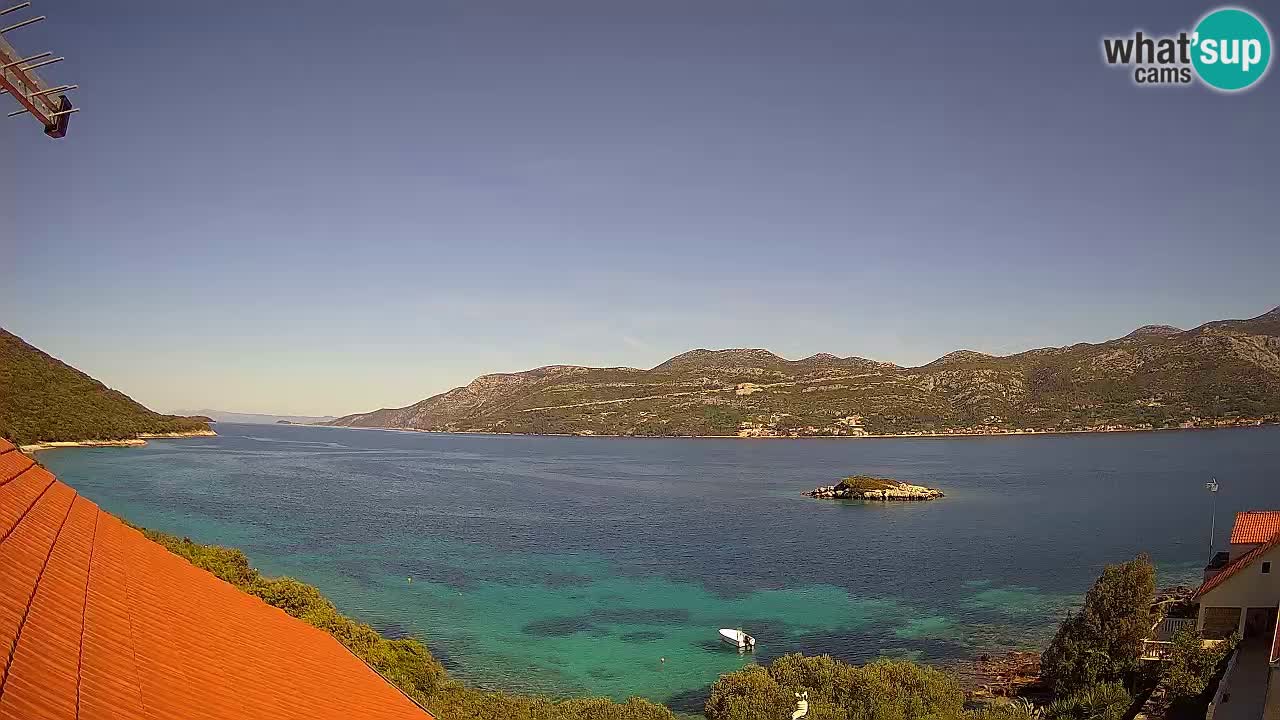 Korčula live webcam – Tri Žala panorama verso Pelješac