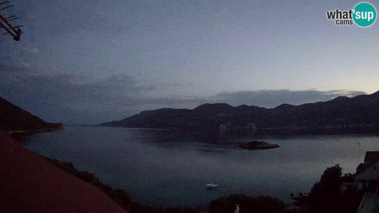 Korčula live webcam – Tri Žala panorama verso Pelješac