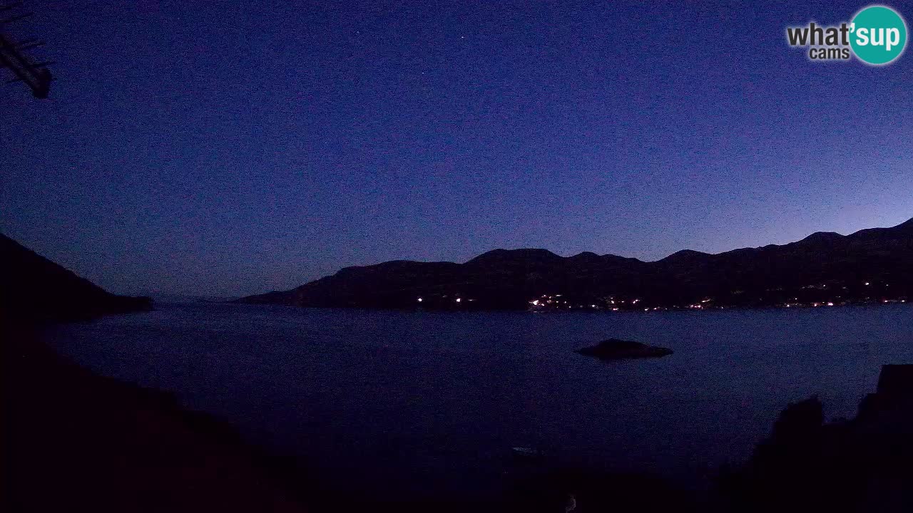 Korčula live webcam – Tri Žala panorama verso Pelješac