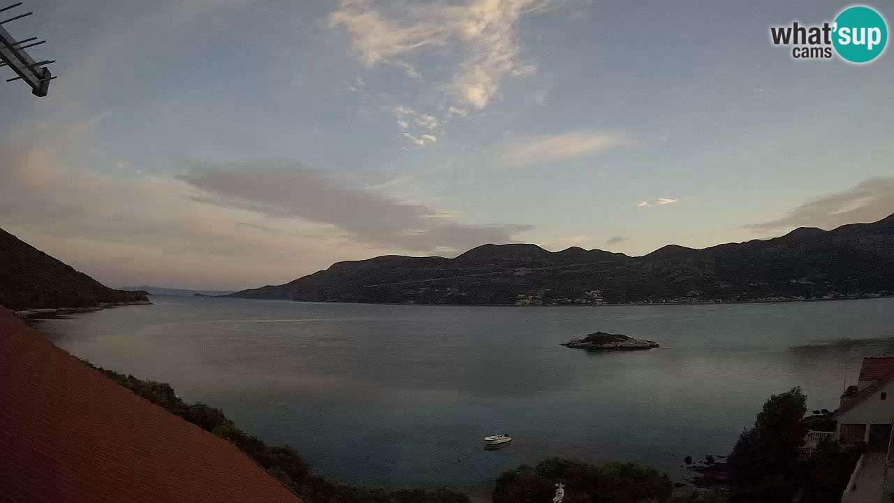 Korčula live webcam – Tri Žala panorama verso Pelješac