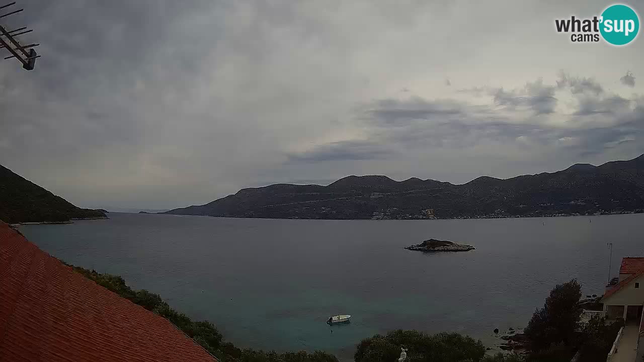 Korčula live webcam – Tri Žala panorama verso Pelješac
