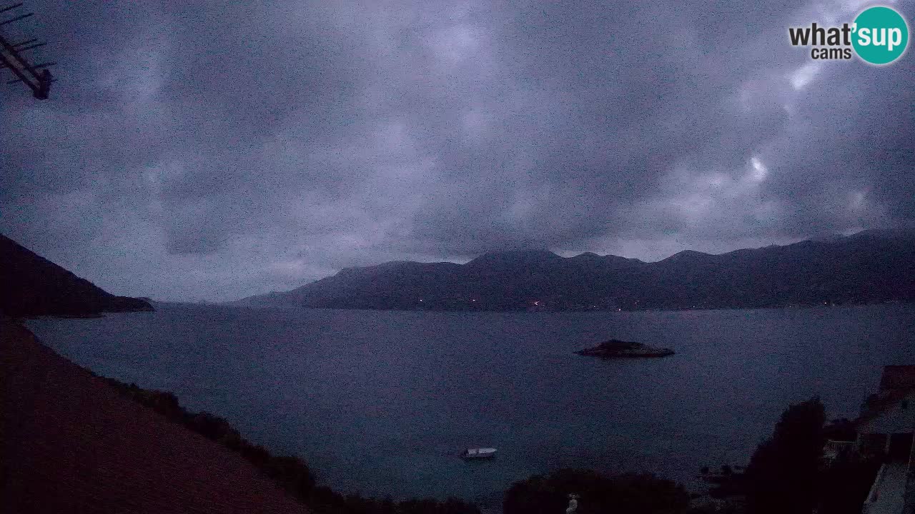 Korčula live webcam – Tri Žala panorama verso Pelješac
