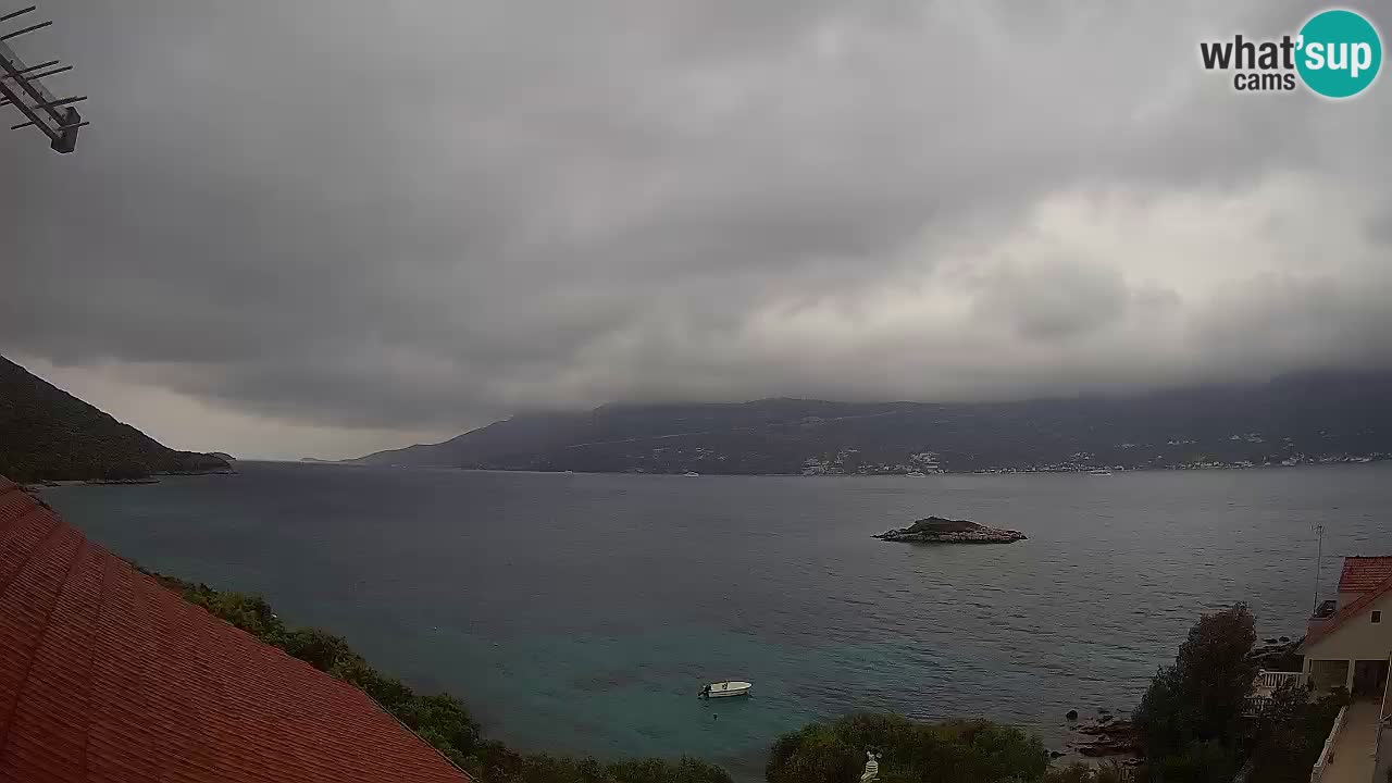 Korčula live webcam – Tri Žala panorama verso Pelješac