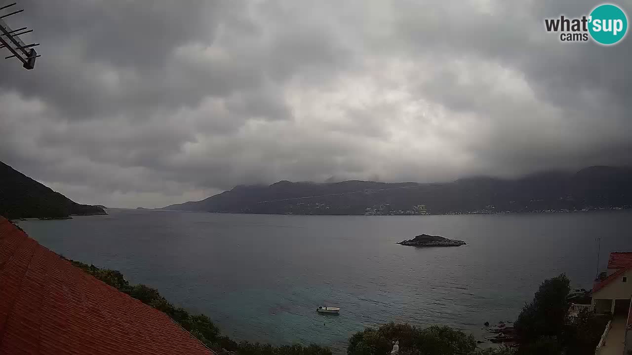 Korčula live webcam – Tri Žala panorama verso Pelješac