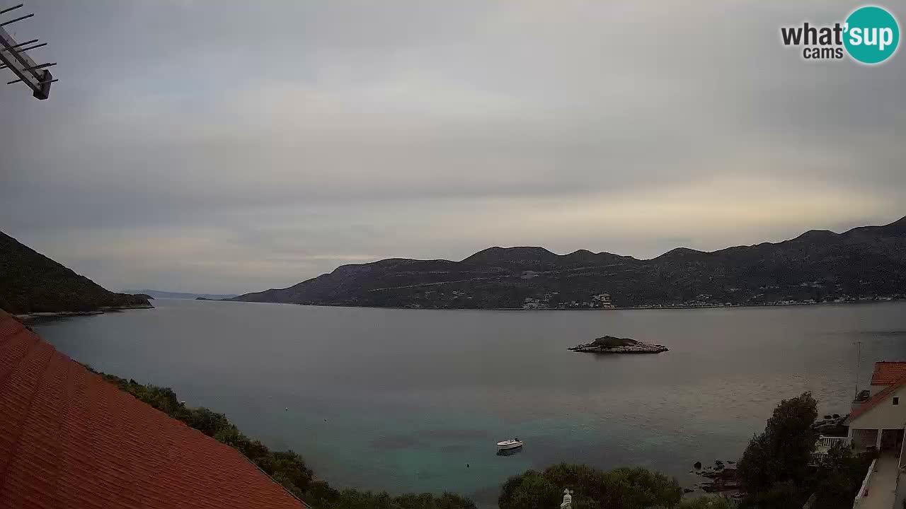 Korčula live webcam – Tri Žala panorama verso Pelješac