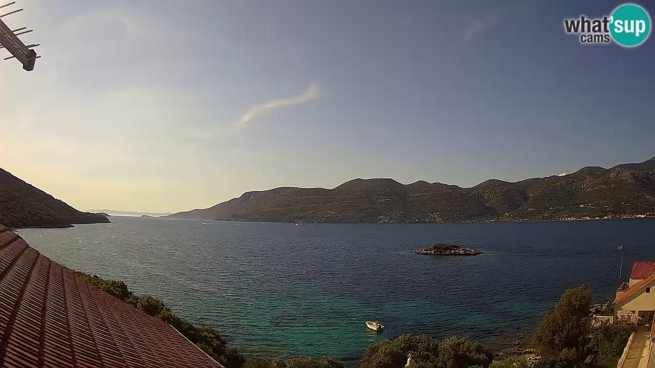 Korčula live webcam – Tri Žala panorama verso Pelješac
