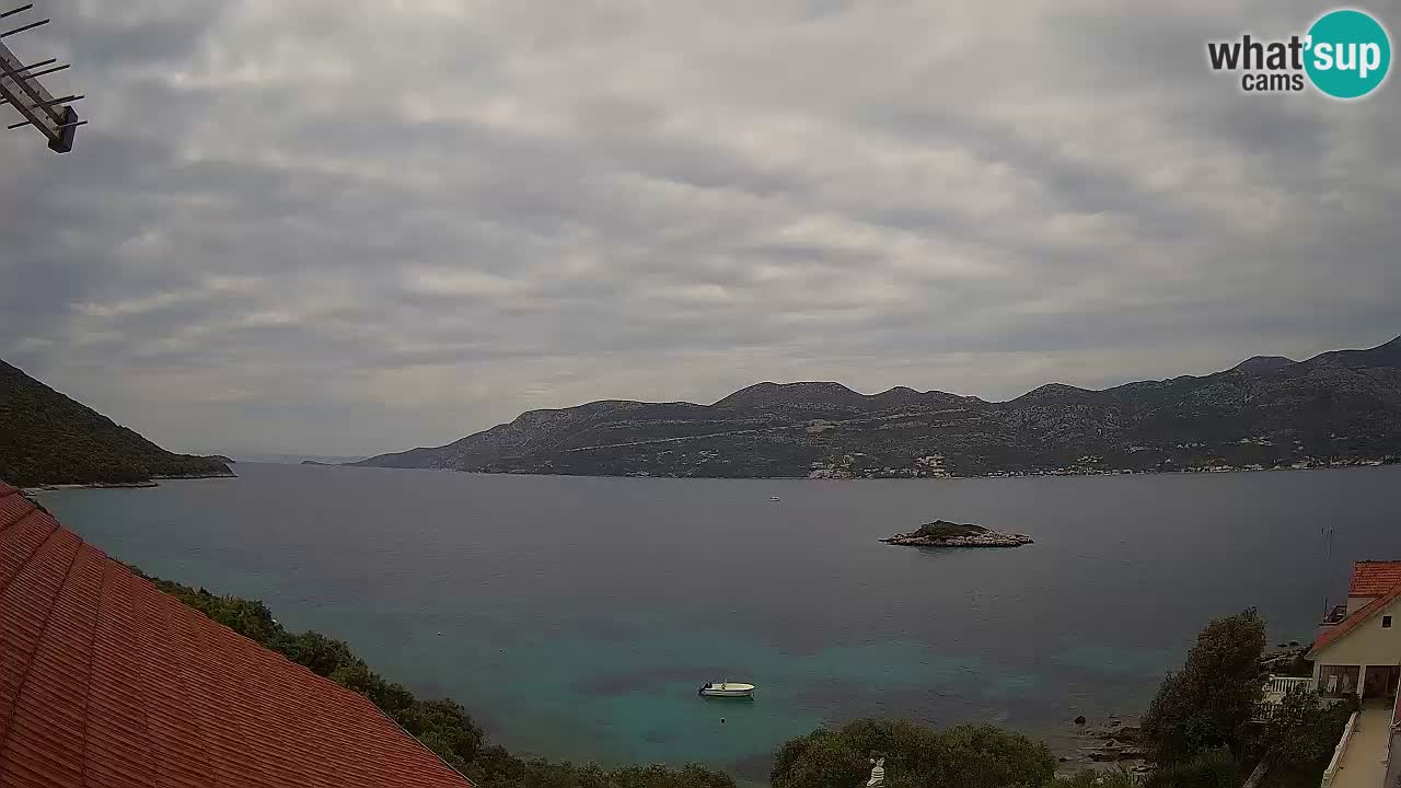 Korčula live webcam – Tri Žala panorama verso Pelješac